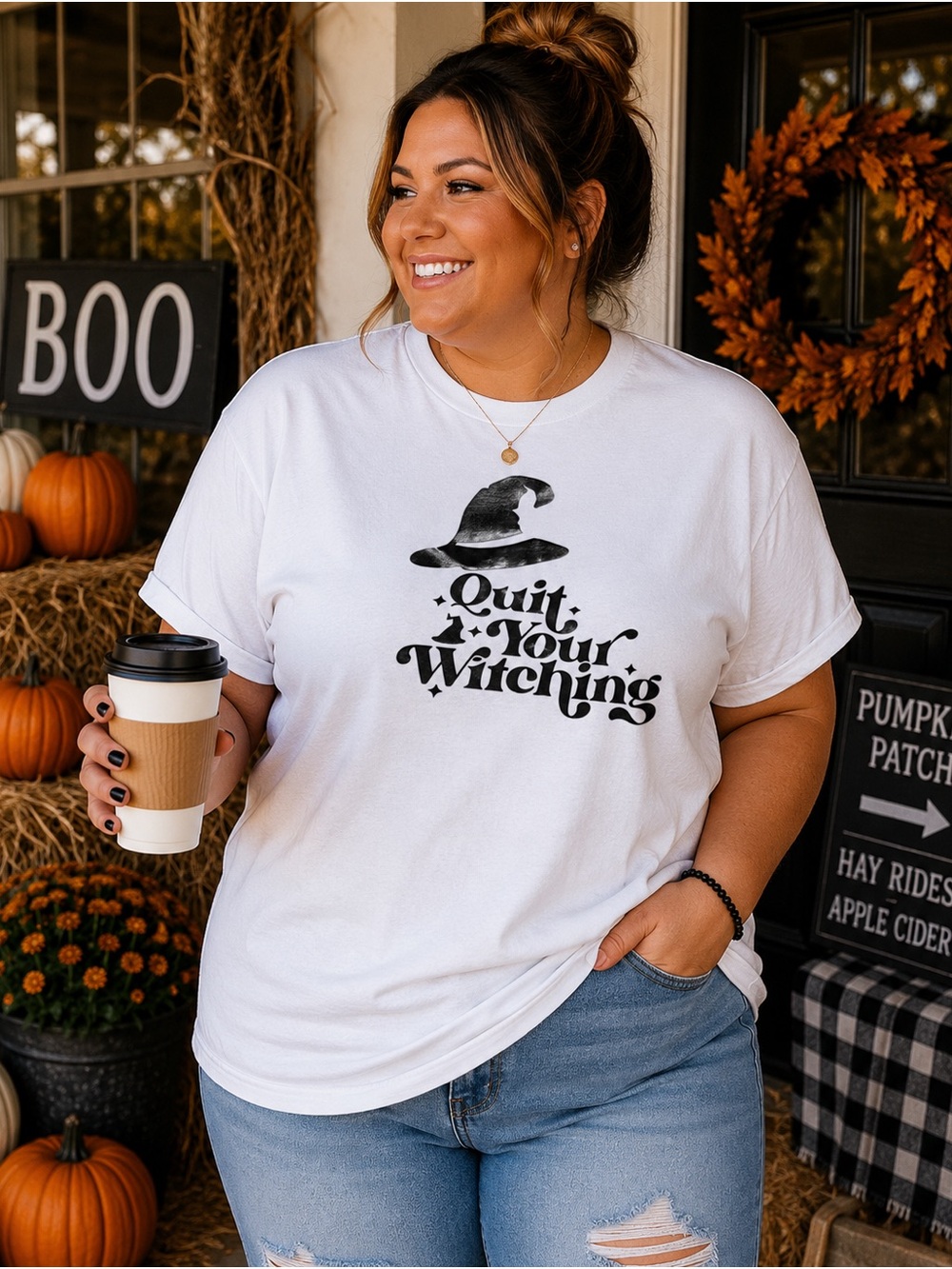 Handmade  XL “Quit Your Witching” Halloween Graphic T-Shirt